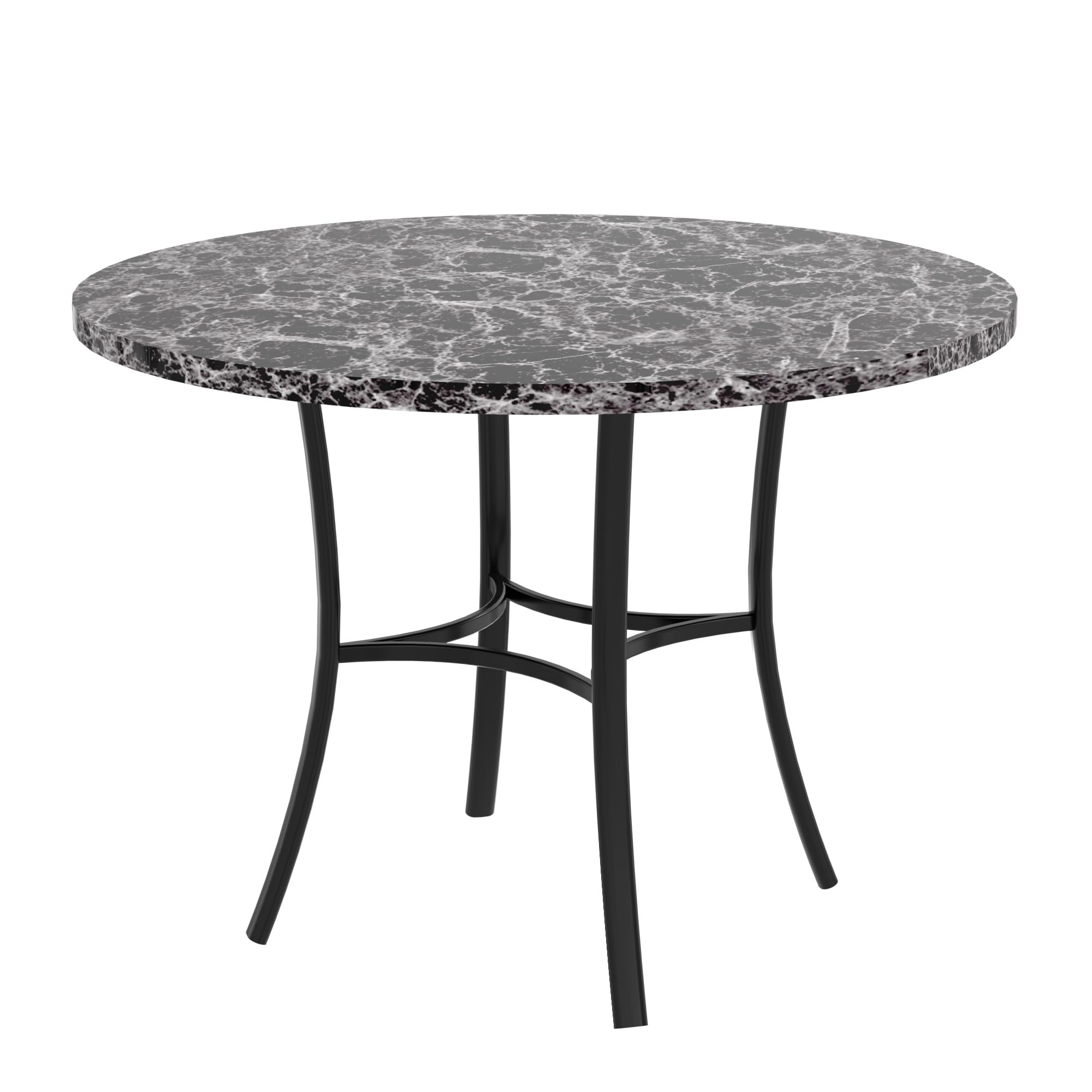 VECELO 36" Round Dining Table for 4, Faux Marble Dinette with Metal Frame for Kitchen, Apartment, Home, Space-Saving, Grey