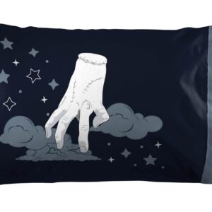 Jay Franco Wednesday Addams Queen Sheet Set - Super Soft Kids 4 Piece Bedding Set - Moon and Stars Microfiber Sheets Includes Reversible Pillow Covers