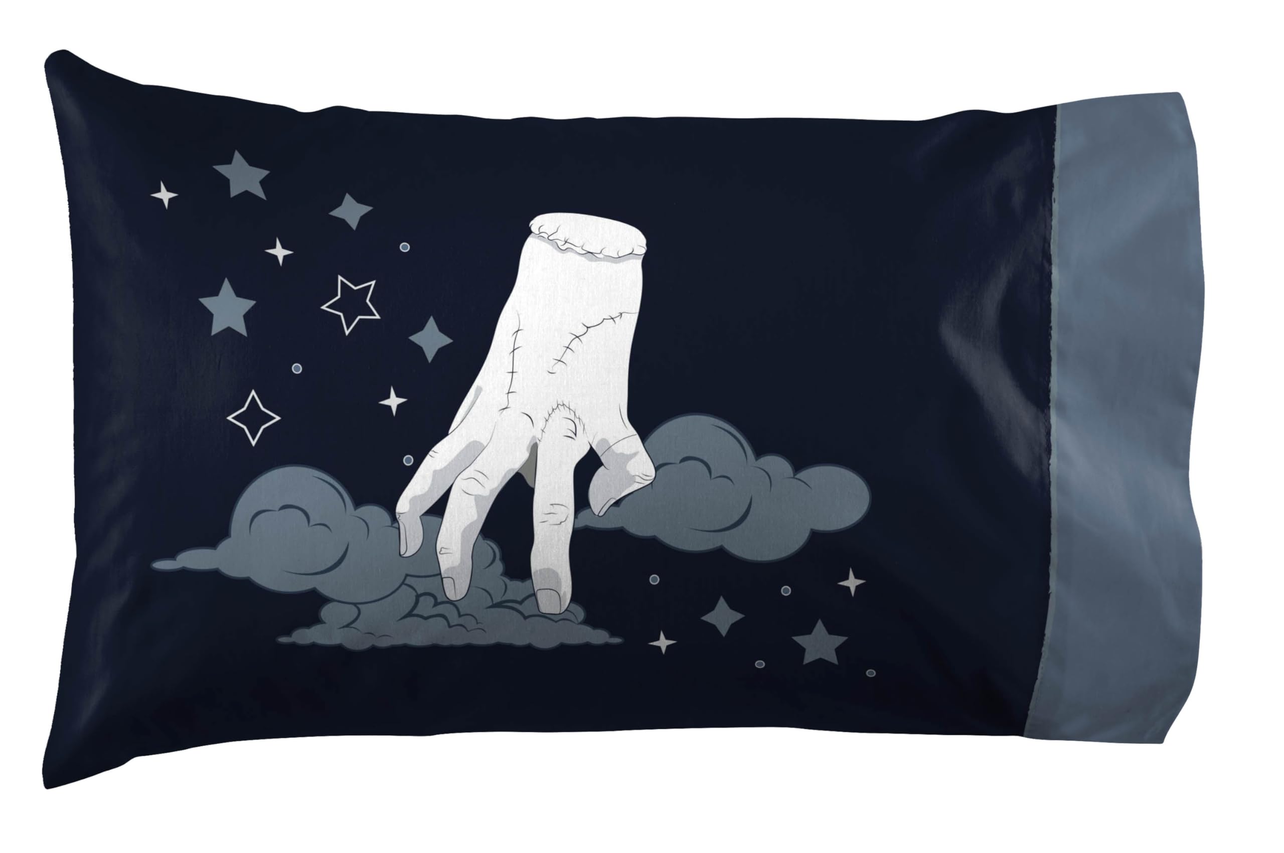 Jay Franco Wednesday Addams Queen Sheet Set - Super Soft Kids 4 Piece Bedding Set - Moon and Stars Microfiber Sheets Includes Reversible Pillow Covers