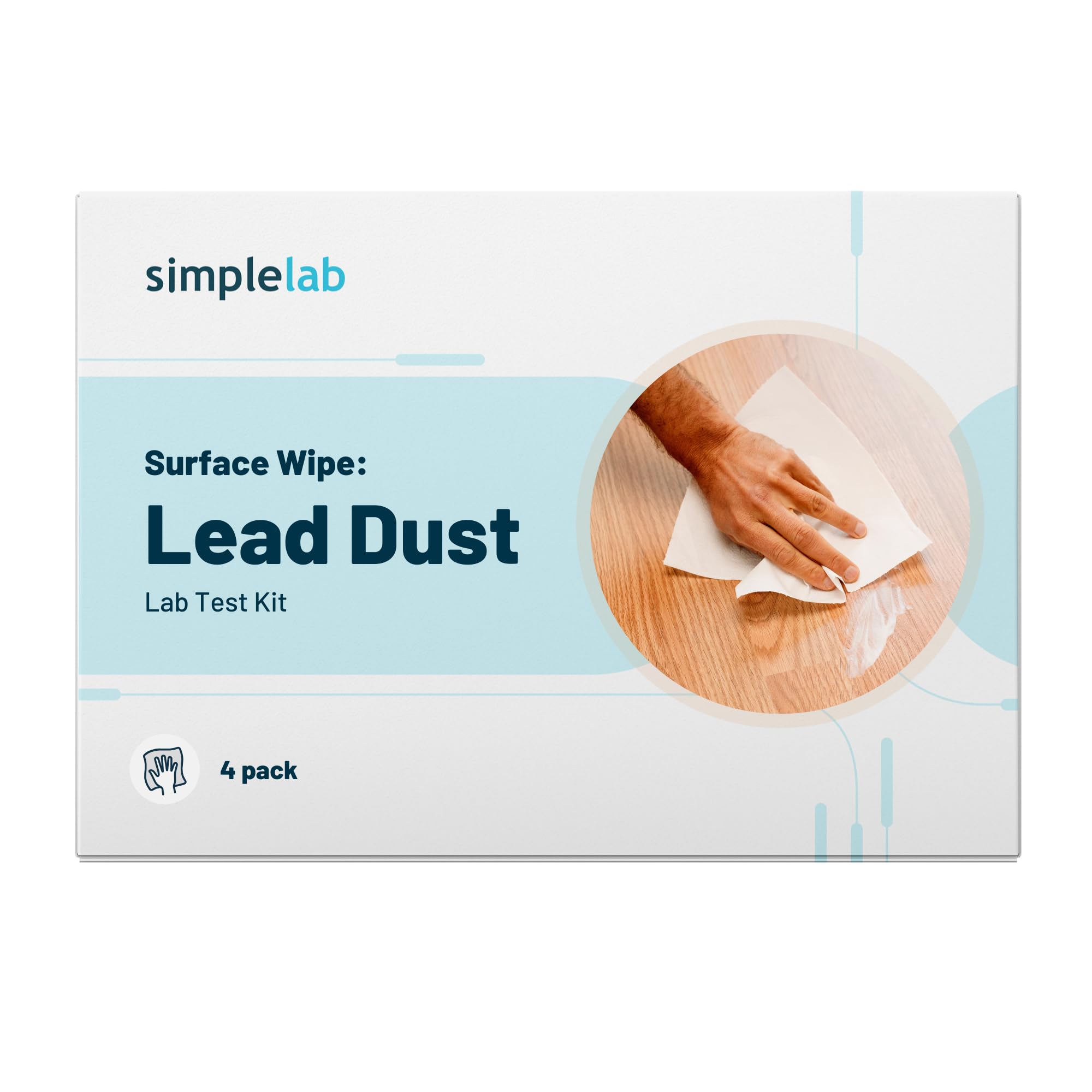 Lead Dust Surface Wipe Test by SimpleLab | 4-Pack | at-Home Sampling Lab Test Kit for Indoor Surfaces | Lead Paint Test kit | Includes Materials for 4X Samples - Must be Shipped Back Together