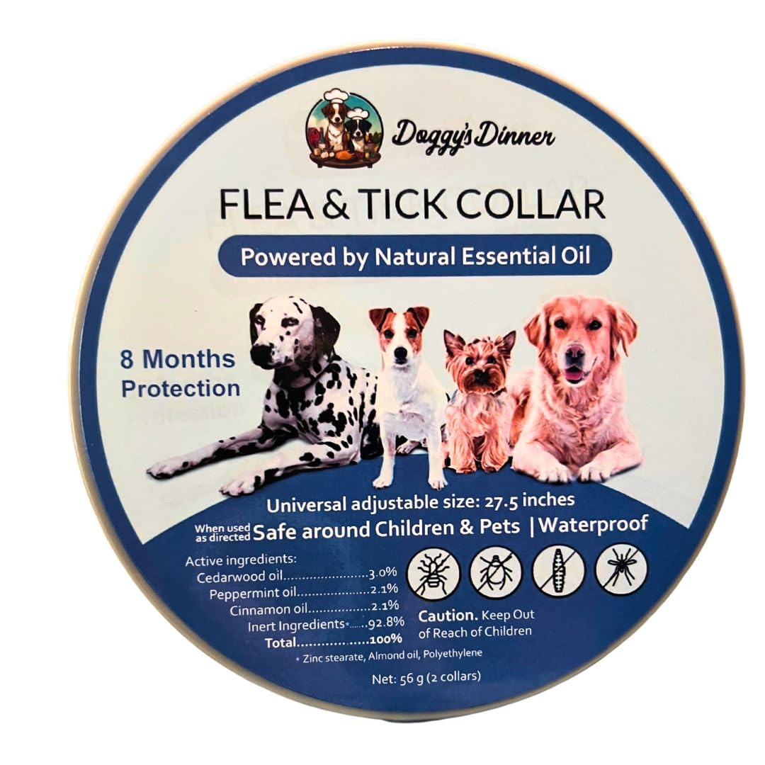 Flea and Tick Collar for Dogs and Cats- Long-Lasting 8-Month Protection Using Natural Plant-Based Oils - Safe for Pets, People and The Environment - 2-Pack Flea Collar for Dogs and Cats