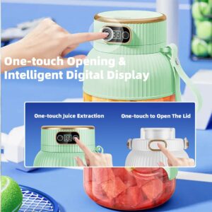 Multifunctional Portable Juicer Cup with Digital Display, 42 Oz Mini Personal Blender, BPA Free, Portable Juicer Cup, Small Travel Blender for Shakes and Smoothies (Blue, 2*Cup,2*Lid)