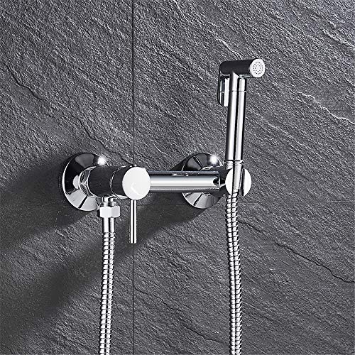 MINJING Bidet Shower Faucets, Brass Hygienic Shower Spray Airbrush Tap, Hot and Cold Mixer Toilet Spray Bidet Tap,Chrome A