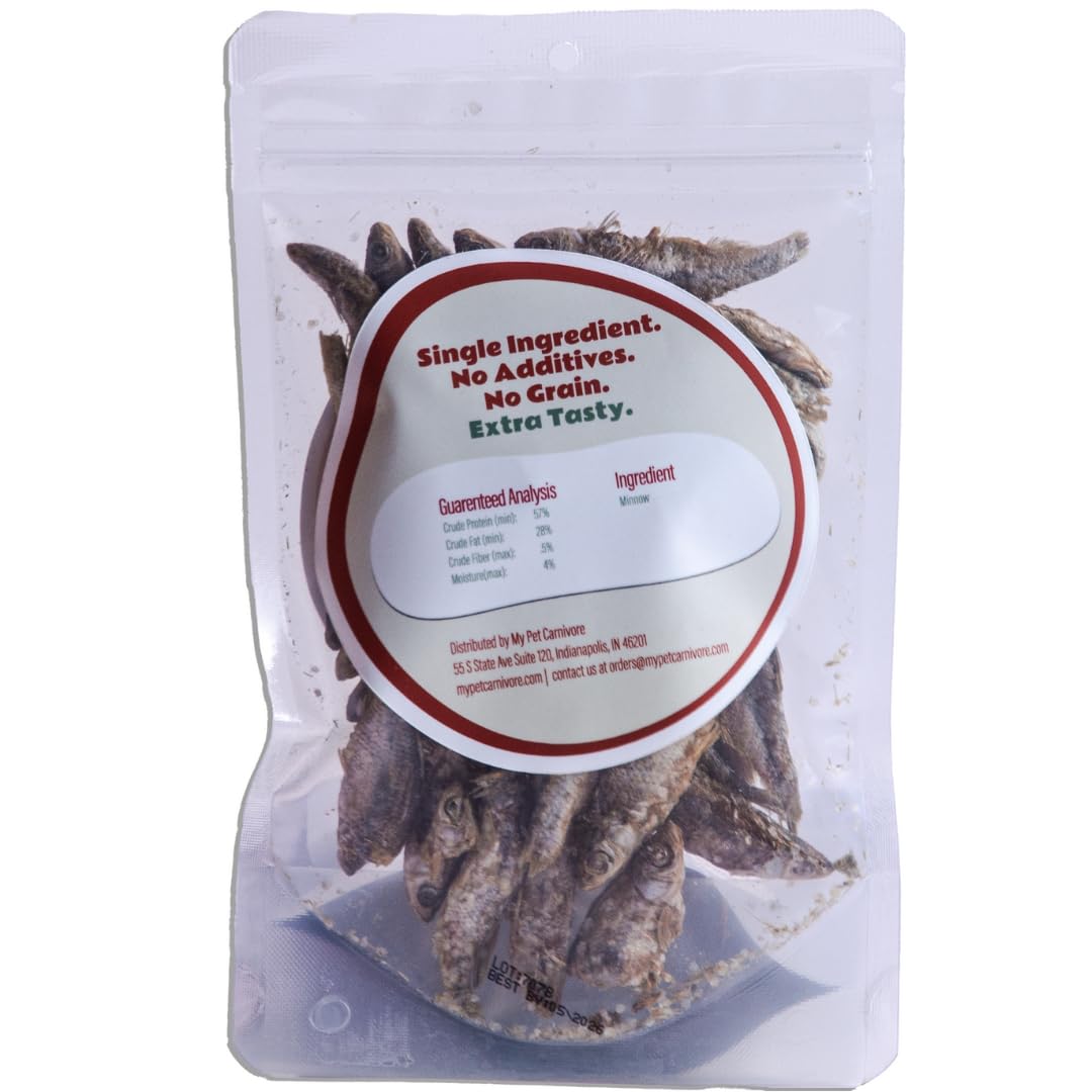 My Pet Carnivore Dried Minnows for Cats -Freeze Dried Minnows Dog Treats - All Natural Grain-Free and No Added Gluten Fish Treats for Cats 1 oz Pouch