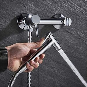 MINJING Bidet Shower Faucets, Brass Hygienic Shower Spray Airbrush Tap, Hot and Cold Mixer Toilet Spray Bidet Tap,Chrome A