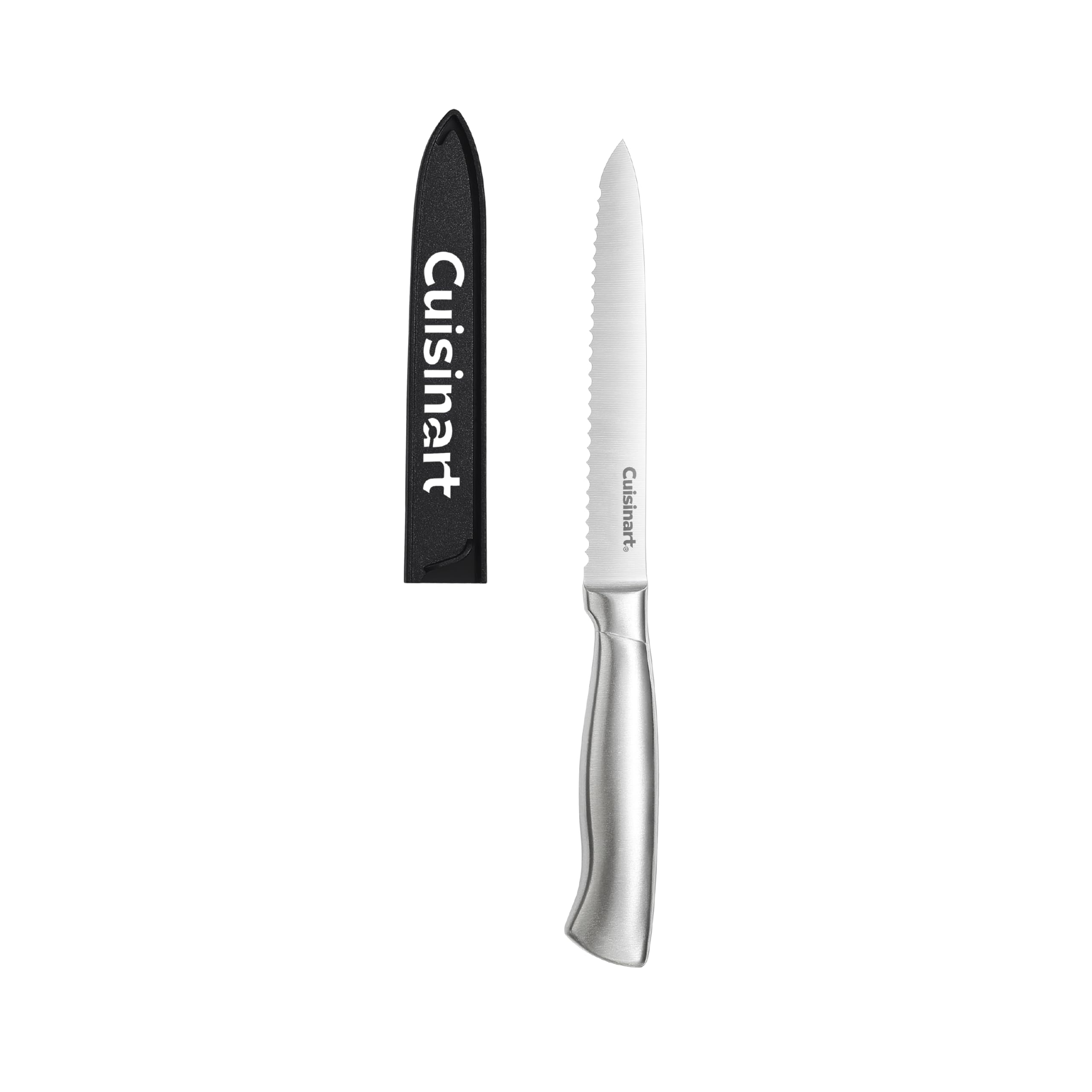 Cuisinart 3-Piece Stainless Steel Knife Set, Includes 8" Chef Knife w/guard 5.5" Serrated Utility Knife w/guard 3.5" Paring Knife w/guard