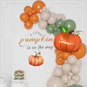 cieqr a little pumpkin is on the way baby shower decal sign - little pumpkin baby shower decorations, gender reveal sign decal for party, balloon arch, backdrop…