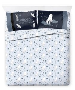 jay franco wednesday addams queen sheet set - super soft kids 4 piece bedding set - moon and stars microfiber sheets includes reversible pillow covers