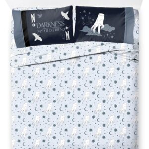 Jay Franco Wednesday Addams Queen Sheet Set - Super Soft Kids 4 Piece Bedding Set - Moon and Stars Microfiber Sheets Includes Reversible Pillow Covers