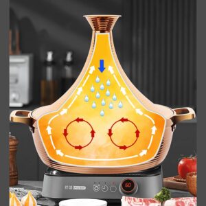 304 Stainless Steel Moroccan Tagine Pot,Non Stick Tagine Stainless Steel Tower Stew Dry Pot Non-stick Slow Cooker Seafood High Lid Pan Electromagnetic Cooker Moroccan Tajine Casserole