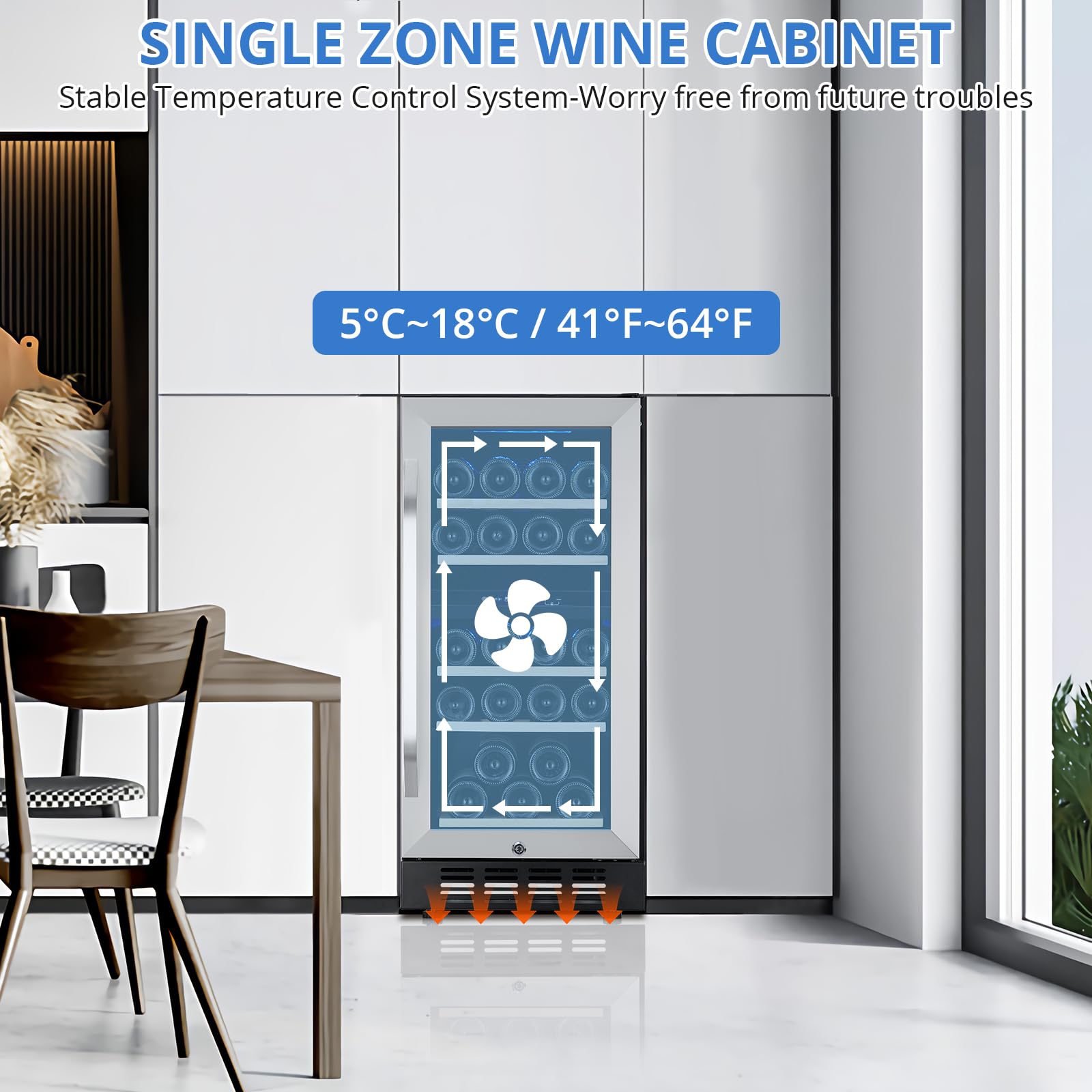 GarveeHome Dual Zone Wine Fridge - 41℉-64℉ Compressor Wine Cooler, Digital LED Touch Control, Frost-Resistant Lockable Cabinet, 26 Bottles Freestanding/Built-In