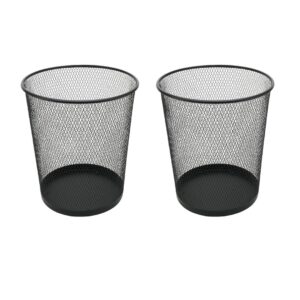 2-pack steel mesh round trashcan wastebasket for trash in the home, office, or garage, 6 gallon, l x 28cm w x 23cm h x 35cm