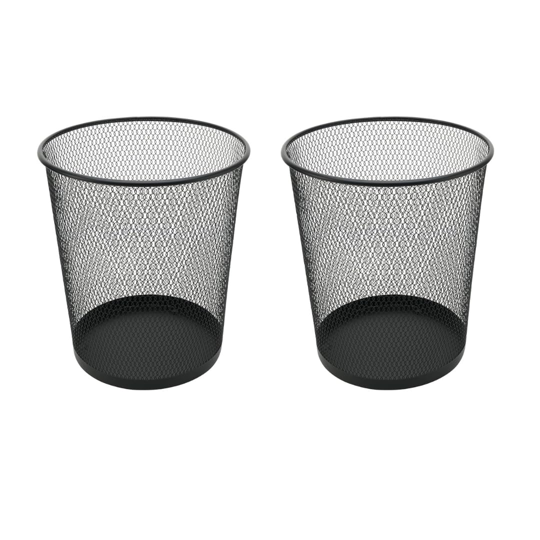 2-Pack Steel Mesh Round Trashcan Wastebasket for Trash in The Home, Office, or Garage, 6 Gallon, L x 28cm W x 23cm H x 35cm