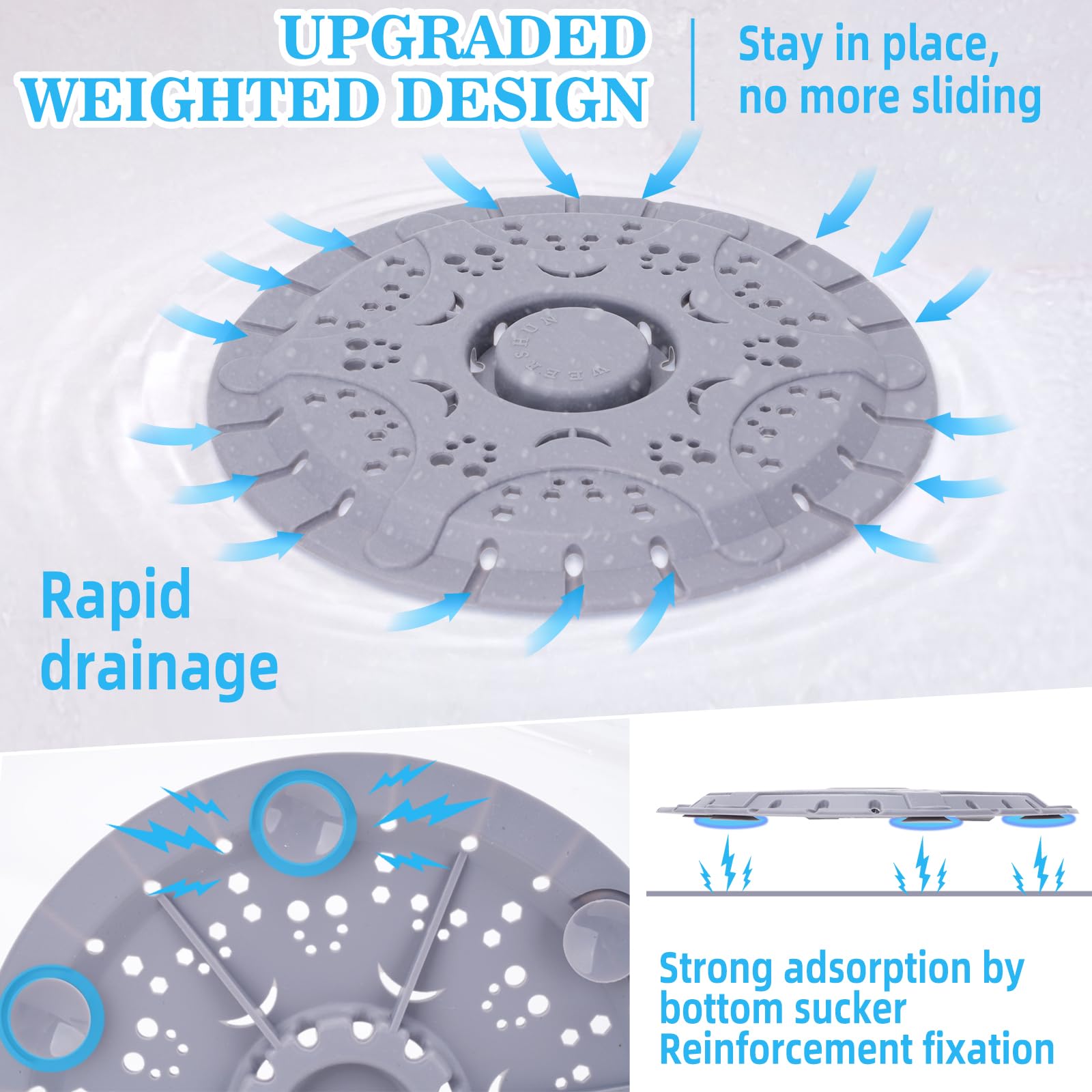 WEERSHUN 2 Pack Silicone Shower Drain Hair Catcher, Drain Protector for Bathroom, Kitchen, Bathtub & Sink, Fits Standard Drains