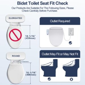 ZMJH 236D Bidet Toilet Seat, Round Smart Unlimited Warm Water, Vortex Wash, Electronic Heated, Warm Air Dryer, Rear and Front Wash, LED Light, Need Electricity, White (Round)