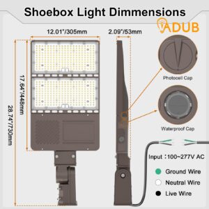 ADUB 320W LED Parking Lot Light with Photocell, UL Listed LED Shoebox Light, 150W/120W/90W LED Post Light 21,000 LM