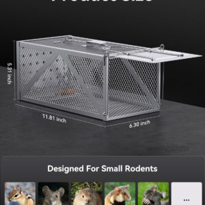 BAOYER Humane Mouse Traps Reusable Catch and Release Live Mouse，Metal Rat Trap That Work，Catch Moles, Voles, Chipmunks