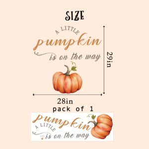 CIEQR A Little Pumpkin is On The Way Baby Shower Decal Sign - Little Pumpkin Baby Shower Decorations, Gender Reveal Sign Decal for Party, Balloon Arch, Backdrop…