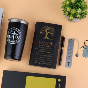 Bayelove Pastor Appreciation Gifts for Men Christian Pastor Gifts Unique Pastor Gifts for Pastors Including Leather Journal Pastor Tumbler Keychain Socks Pen Bookmarks Gift Card for Birthday Christmas