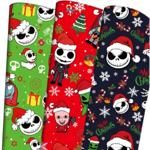 vdesfueby 12 sheets folded christmas wrapping paper, nightmare before christmas gift wrapping paper for baby shower nightmare before christmas decor xmas holiday crafts gift packing, 20 x 30 inch