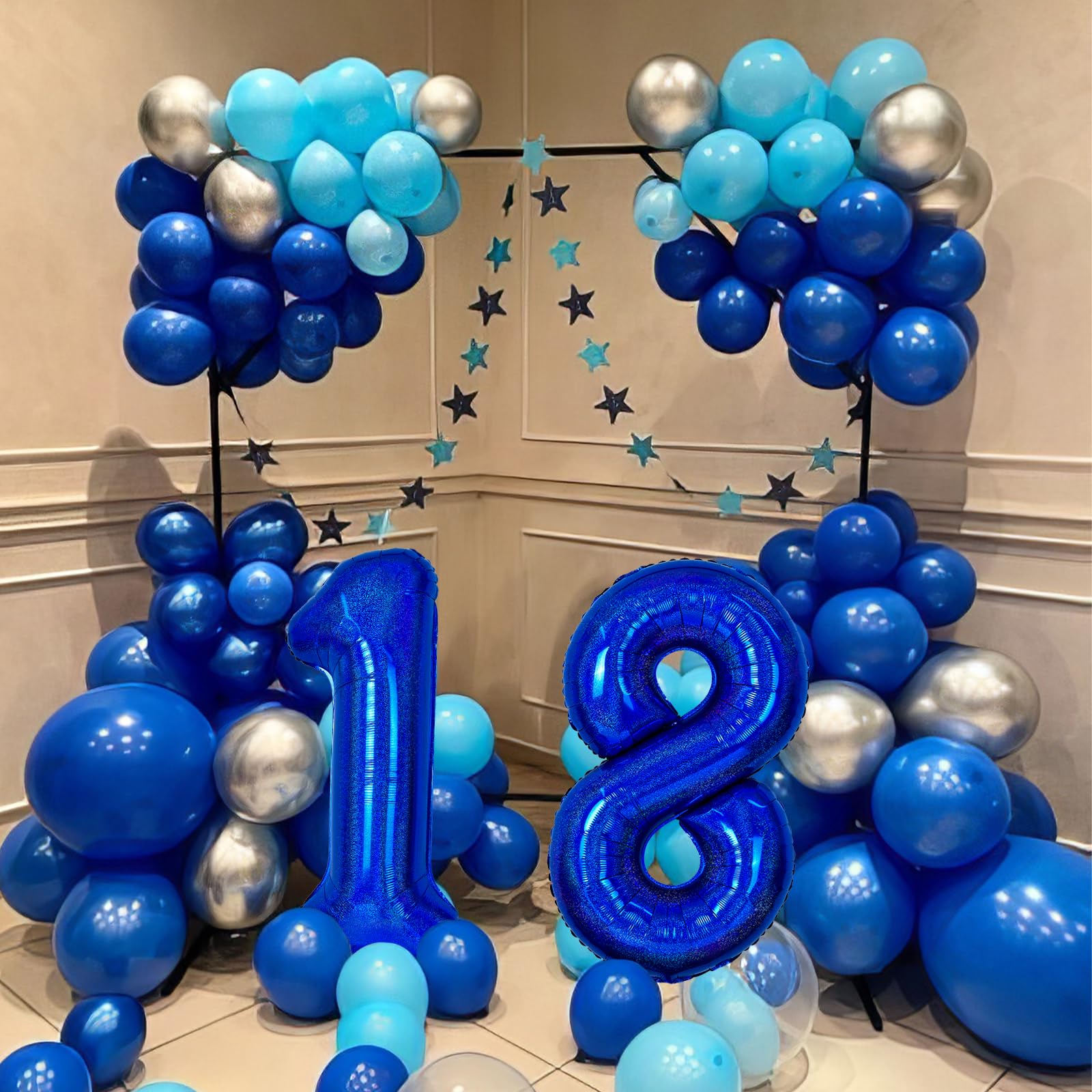 40 Inch Navy Blue 18 Number Balloons, Dark Blue 1 & 8 Mylar Foil Large Balloons,18 Big Digit Number Balloon for Boys 18th Birthday Anniversary Decorations Graduation Party Supplies