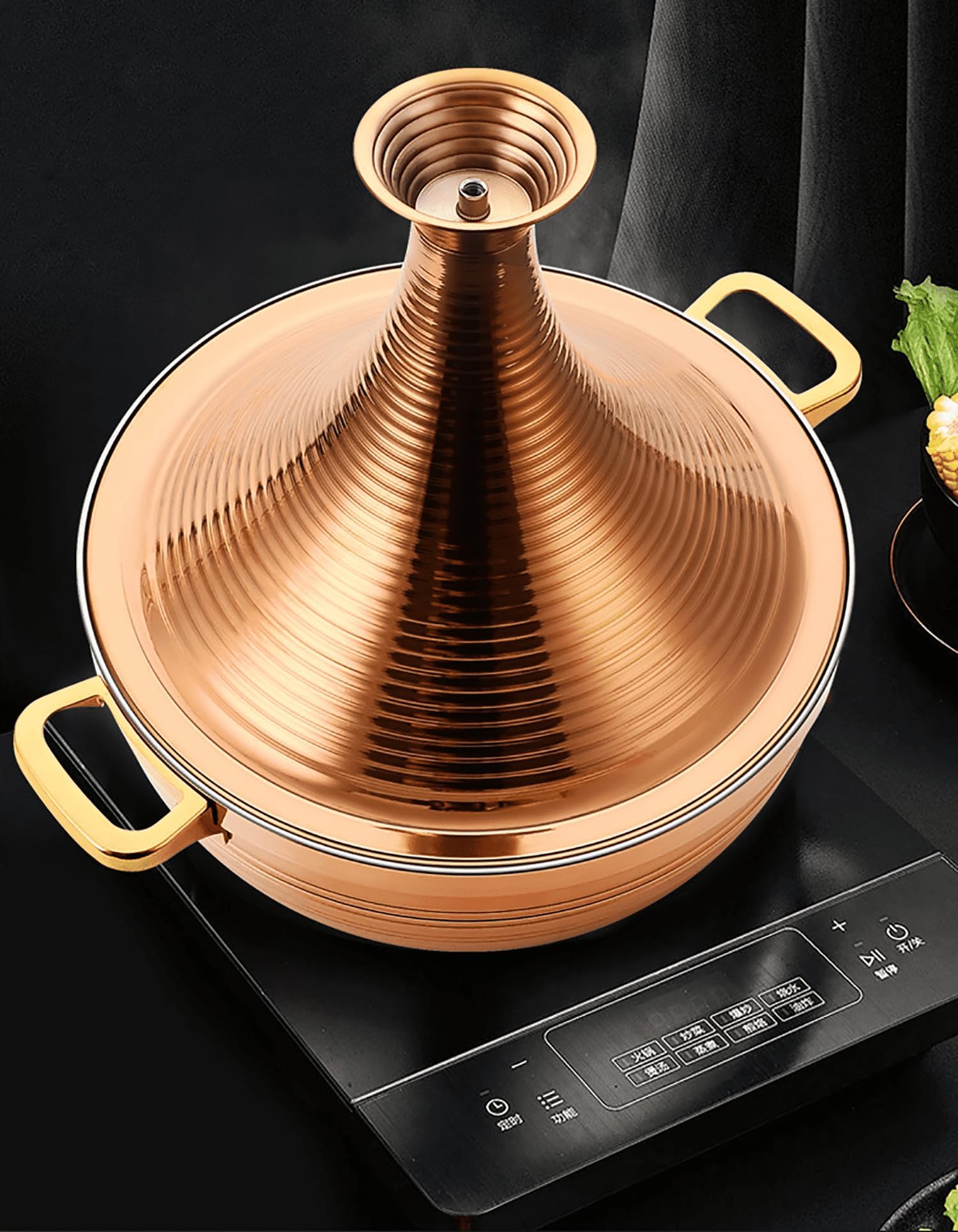 304 Stainless Steel Moroccan Tagine Pot,Non Stick Tagine Stainless Steel Tower Stew Dry Pot Non-stick Slow Cooker Seafood High Lid Pan Electromagnetic Cooker Moroccan Tajine Casserole