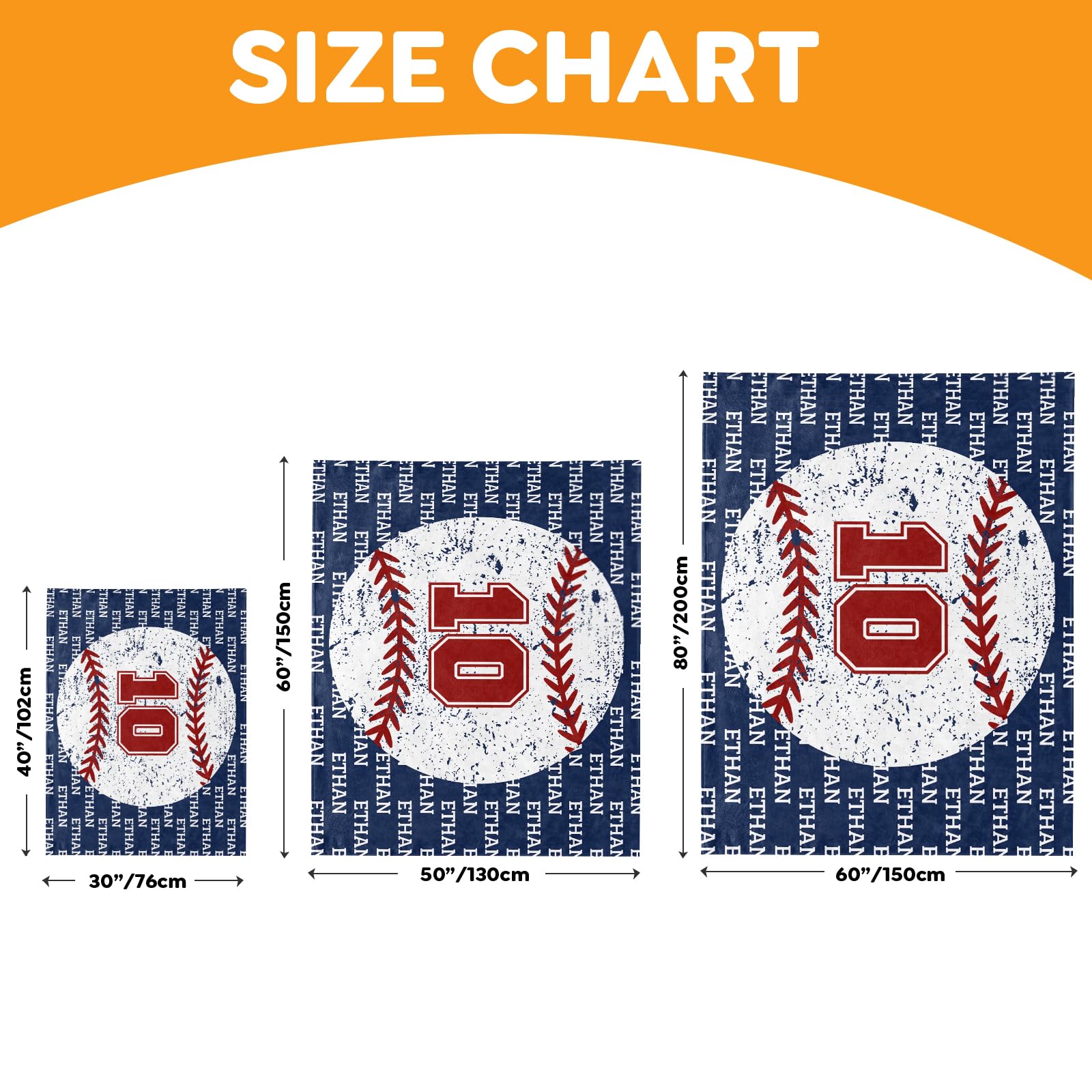 Personalized Baseball Blanket Sherpa Fleece Throw Blankets, Customized Sports Blanket for Boys Kids with Name Numbers, Double Layer Winter Blanket Christmas Birthday Gift Baseball Team Souvenirs