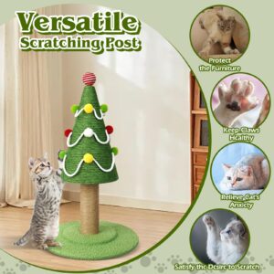 Christmas Tree Cat Scratching Post, Comes with A Christmas Cat Collar, Natural Sisal Rope Cat Tower to Satisfy Cats’ Claw Instincts, Christmas Decor Sisal Rope Cat Toys for Kitty and Adult Cats