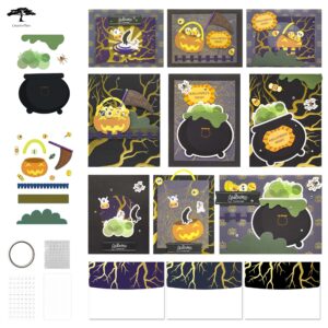 CREATIVETREES Card Making Kits Vintage Halloween DIY Greeting Card, Halloween Cards and Envelopes, Halloween Thank You Cards for Halloween Party Invitations (Black)