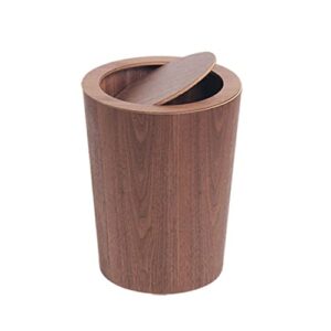 jeorywoet wood waste bin with swing lid round trash can kitchen garbage basket for bedroom, wood trash can