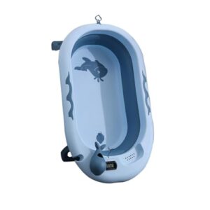 yqddm portable pet bathtub，foldable dog pet bathtub portable bathtub with thermometer for puppies pet shower tray with drain hole for small and medium pets(blue)