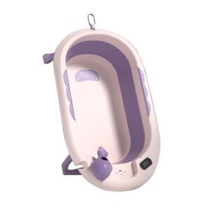 yqddm portable pet bathtub, multi-purpose pet bathtub with drain hole, foldable bathtub with temperature sensing pet shower tub(violet)