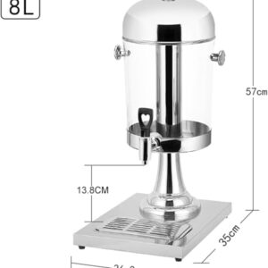 Dual Beverage Dispenser, Stainless Steel Single Beverage Dispenser with Centre Ice Core and Drip Tray, PC Beverage Dispenser for Cold Drinks Parties Buffet Catering(8L)