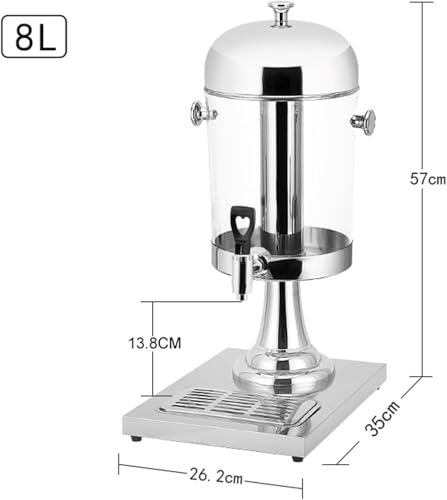 Dual Beverage Dispenser, Stainless Steel Single Beverage Dispenser with Centre Ice Core and Drip Tray, PC Beverage Dispenser for Cold Drinks Parties Buffet Catering(8L)