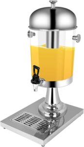 stainless steel beverage dispenser, drink machine for parties, hot cold drink dispenser with ice core container, drip trays and spigot for buffet catering cold drinks and beer(8l)