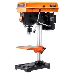 VEVOR 8 in Benchtop Drill Press, 2.3A Induction Motor, Tabletop Drilling Machine with 750/1140 / 1740/2340 / 3200 RPM Adjustable Speed, 0-45° Tilting Worktable, LED Work Light, for Wood Metal