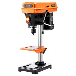 VEVOR 8 in Benchtop Drill Press, 2.3A Induction Motor, Tabletop Drilling Machine with 750/1140 / 1740/2340 / 3200 RPM Adjustable Speed, 0-45° Tilting Worktable, LED Work Light, for Wood Metal