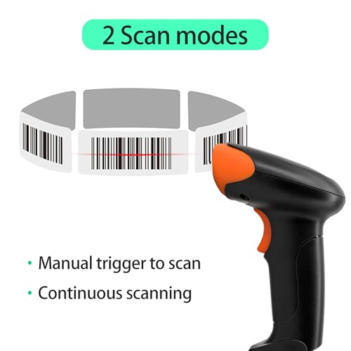 USB Wired Connection Barcode Scanner Digital Printed Bar Code Reader for Supermarket Checkout, Mobile Payment (USB & 2.4G & BT Connect)