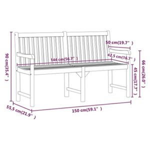 MINERWALL Patio Bench 59.1" Solid Acacia Wood,Acacia Wood Patio Bench with Armrests for Enhanced Outdoor Seating Comfort Patio Furniture