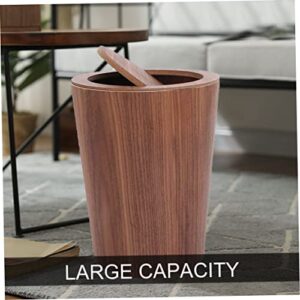 Wooden Rubbish Bin for Hotel Wood Waste Bin with Swing Lid Round Trash Can Kitchen Garbage Basket for Bedroom