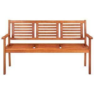 MINERWALL 3-Seater Patio Bench with Cushion 59.1" Solid Eucalyptus Wood,Solid Eucalyptus Wood Bench with Cushion for Outdoor Patio and Garden Patio Furniture