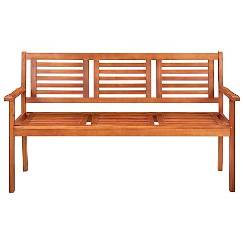 MINERWALL 3-Seater Patio Bench with Cushion 59.1" Solid Eucalyptus Wood,Solid Eucalyptus Wood Bench with Cushion for Outdoor Patio and Garden Patio Furniture