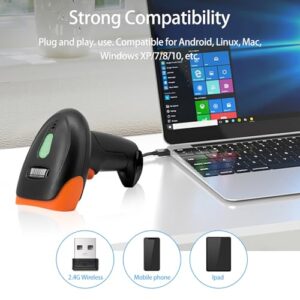 USB Wired Connection Barcode Scanner Digital Printed Bar Code Reader for Supermarket Checkout, Mobile Payment (USB & 2.4G & BT Connect)