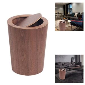 Wooden Rubbish Bin for Hotel Wood Waste Bin with Swing Lid Round Trash Can Kitchen Garbage Basket for Bedroom