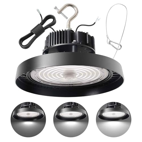 480V UFO LED High Bay Light 150W 120W 100W Adjustable, 0-10V Dimmable 5000K High Bay LED Shop Lights (500W MH/HPS Equivalent), IP65 Commercial Bay Lighting for Warehouse Factory, AC 277-480V