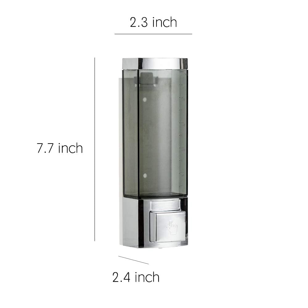 Soap Dispensers 250ml ABS Plastic Drill Free with Adhesive or Wall Mount with Screws Liquid Hand Soap Dispenser for Bathroom or Kitchen(Chrome)