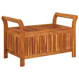 MINERWALL Patio Storage Bench with Cushion 35.8" Solid Wood Acacia,Multifunctional Acacia Wood Garden Storage Bench with Seat Cushion for Outdoor Use Patio Furniture