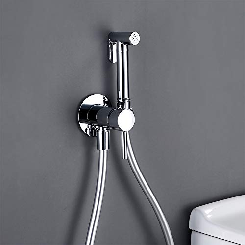 MINJING Wall Mounted Bidet Sprayer, Handheld Hot and Cold Water Bathroom Bidet Faucet Toilet Sprayers for Shower,Black