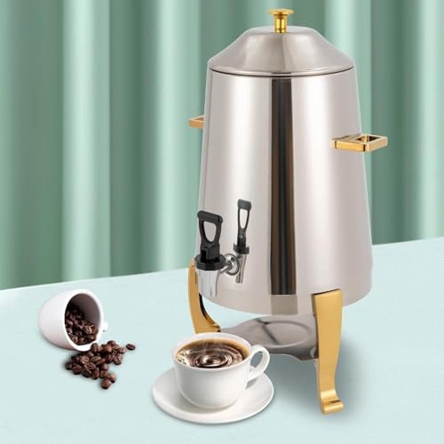 19L Stainless Steel Coffee Chafer Urn Hot Drinks Dispenser Hot Water Dispenser, With Spigot, For Home, Hotels, Restaurants, or Parties, Gold