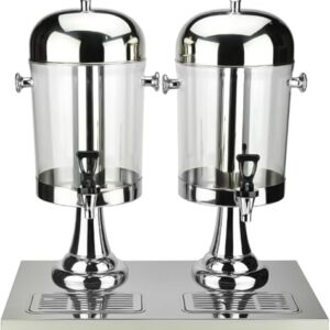 Stainless Steel Single Beverage Dispenser, Double Hot Beverage Machine with Ice Core Container Spigot And Drip Trays for Parties Buffet Catering Cold Drinks and Beer(16L)